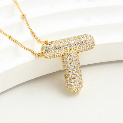 Kawaii Gold Plated Balloon Letter Necklace 🎈✨ | Chunky Initial Pendant Jewelry for Trendy Women 👩‍🎤💖