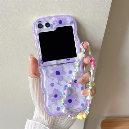 🌸 Whimsical Floral Charm Bracelet Case for Samsung Galaxy Z Flip 6/5/4/3 💖✨