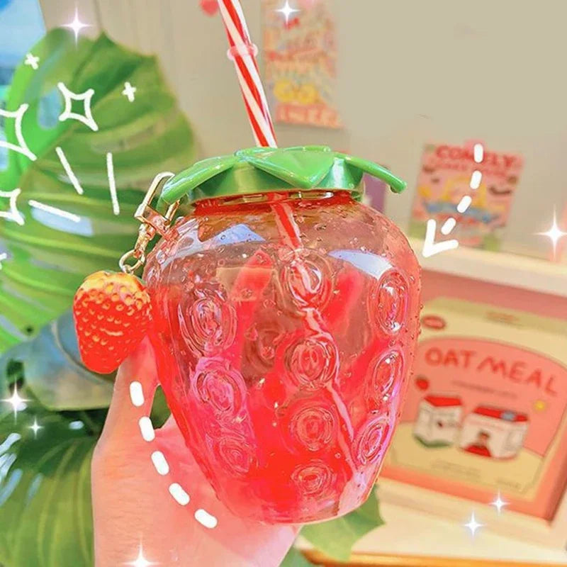 🍓 Berry Bliss Bottle! 🌈 500ml Fun Straw Drinkware for Sipping Delight 🍹 - Pixie Quill