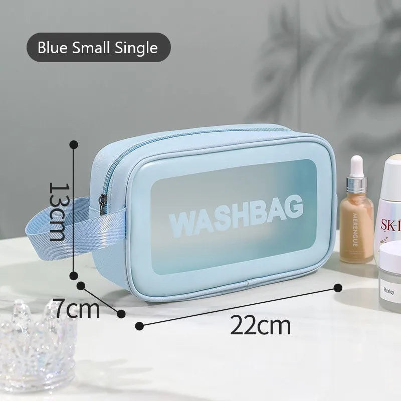 Kawaii Waterproof Travel Makeup Bag 🌟✨ | Cute Transparent Cosmetic Organizer for Women 💖✈️