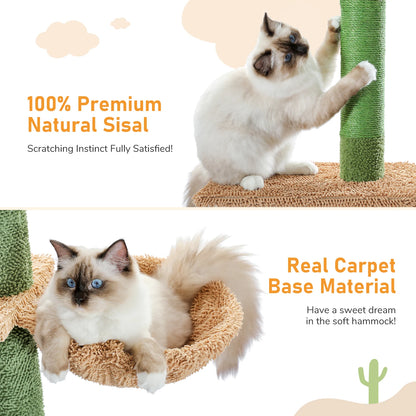Whimsical Cactus Cat Tower With 5 Tier Floor To Ceiling Climbing Perch And Scratching Post For Indoor Cats 🐾😺