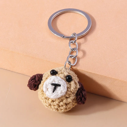 Playful Handmade Knitted Pig Dog Keyrings for Gifts 🐷🐶