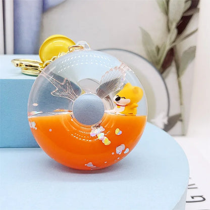 Kawaii Shiba Inu Donut Keychain 🍩✨ - Adorable Floating Bottle Pendant for Couples & Bag Charm! 💖
