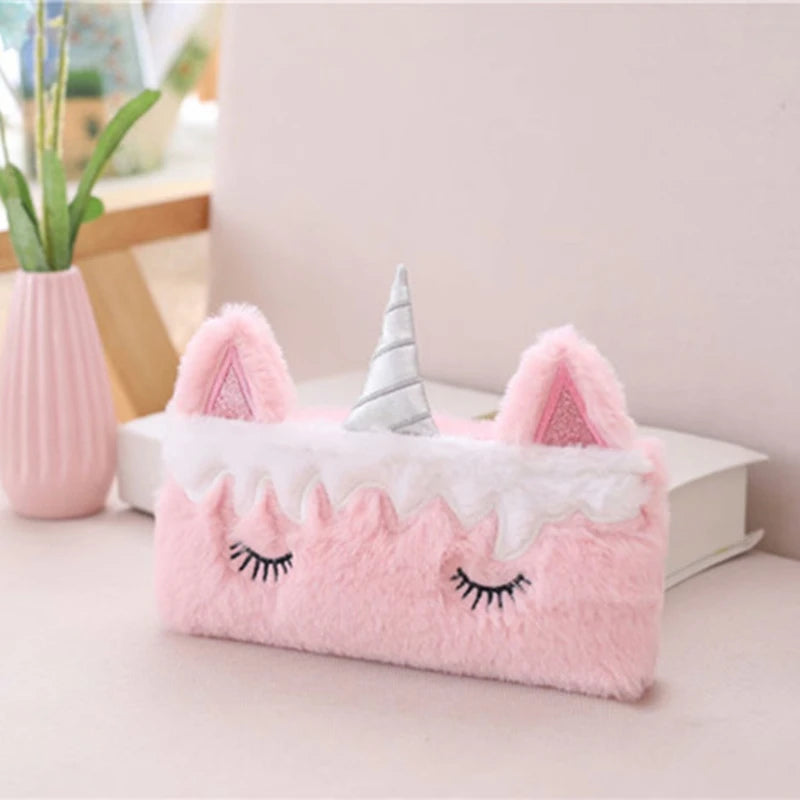 Kawaii Plush Unicorn Pencil Case - Magical School Essential 🦄✨