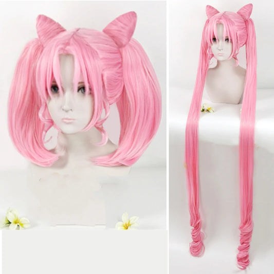 Kawaii Chibiusa Pink Ponytail Wig 🌸✨ | Adorable Long Synthetic Cosplay Hair for Christmas & Halloween Fun! 🎉🌟