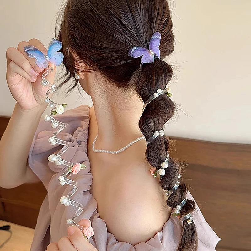 Kawaii Butterfly Hair Rope 🦋✨ | Sweet Floral Phone Line Ponytail Holder for Girls & Women 🌸🌟