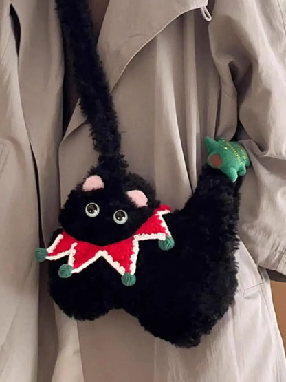 Plush Christmas Cat Crossbody Bag For Women Fuzzy Winter Phone Purse 🐱🎄