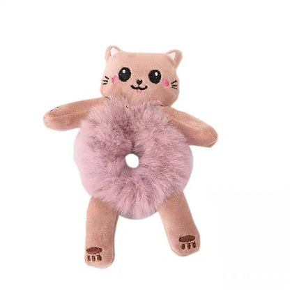 Kawaii Cute Cartoon Animal Hair Ties 🐾✨ - Adorable Plush Headbands for Kids, Safe & Stylish Hair Accessories!