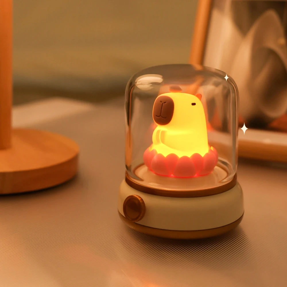 Kawaii Capybara LED Night Light 🌙✨ | Adorable Dimmable Bedside Lamp for Kids 🐾 | USB Rechargeable & Long-Lasting!