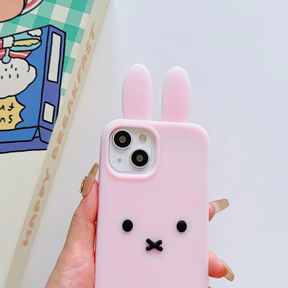 Kawaii 3D Silicone Rabbit Case 🐰✨ for iPhone 11/12/13/14/15 Pro Max - Cute & Protective Soft Shell!