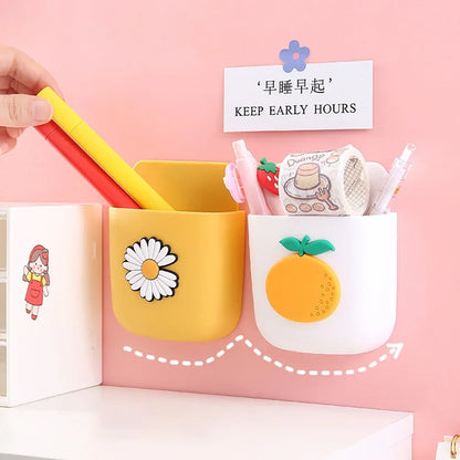 Kawaii Self-Adhesive Desk Organizer 🐾✨ | Cute Pen & Remote Holder for Office & Home 🏠🎨