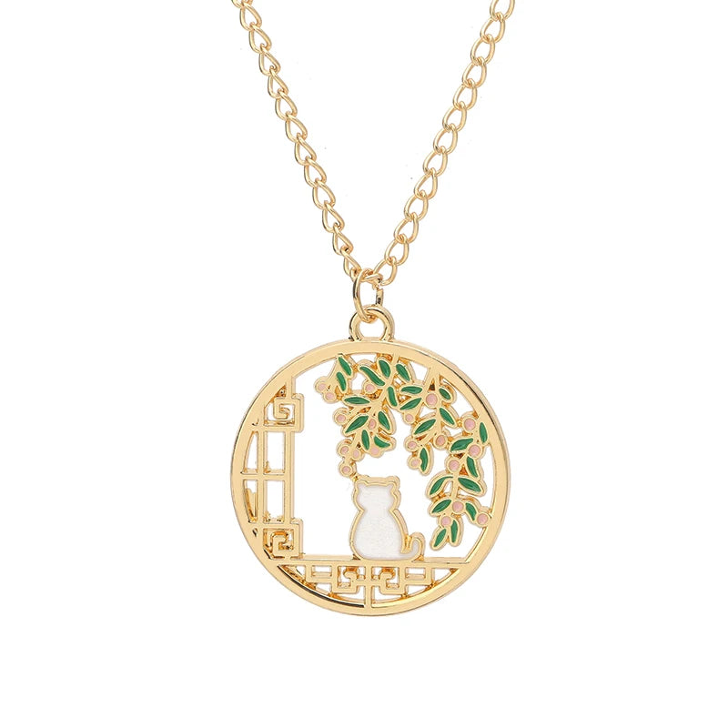 🐰✨ Adorable Sakura Bunny & Cat Pendant Necklace - Cute Charm for Trendy Ladies! 🌸💖 - Pixie Quill