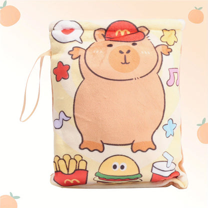 Adorable Kawaii Capybara Plush Snack Bag 🐾💖 - Cute & Soft Animal Bag with 4 Tiny Capybara Cubs!