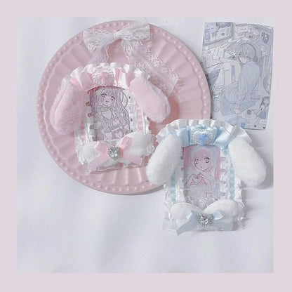 Pink Plush Card Holder With Angel Wings 💗🪽 Ita Bag Charm Photo Case