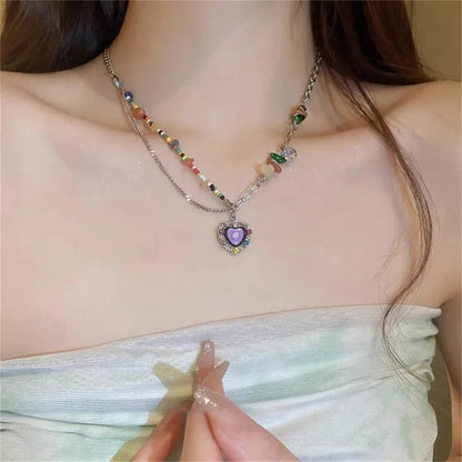 🌈💕 Adorable Heart Bead Choker Necklace for Trendy Girls 🌟✨