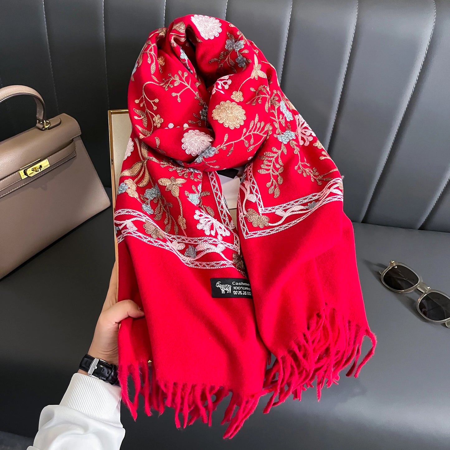 Winter Floral Embroidery Scarf For Women Long Wrap Keeps You Warm ❄️🌸🧣