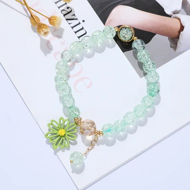 Kawaii Shell Flower Crystal Charm Bracelet 🌸✨