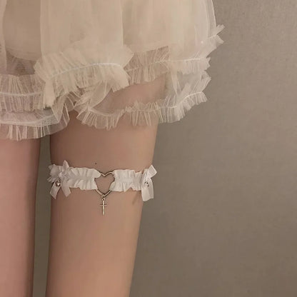 Kawaii Heart Lace Anklet 🌟💖 with Bell Pendant - Cute & Sexy Jewelry for Women & Girls 🎀✨