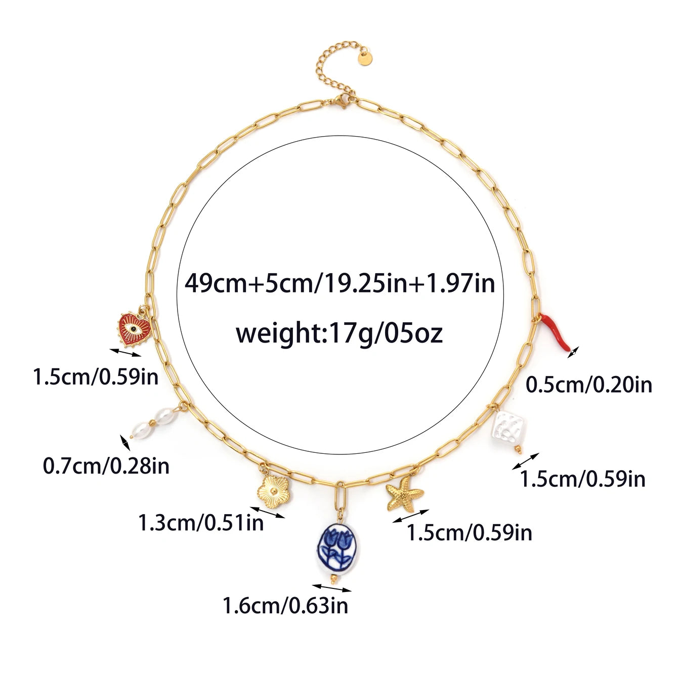 Enchanting Tulip Ceramic Pendant Necklace With Pearl Eye Flower Starfish Charm In Stainless Steel Women Jewelry 💎🌷🐚