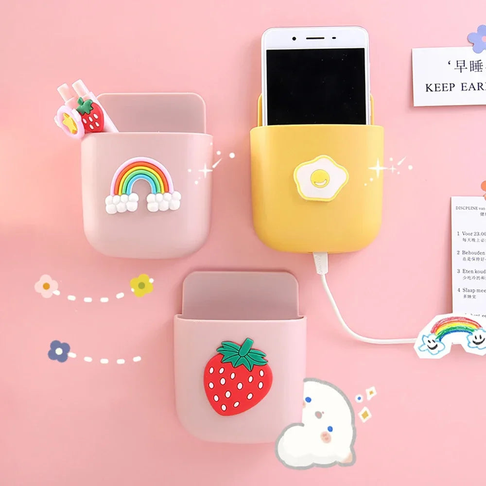 Kawaii Self-Adhesive Desk Organizer 🐾✨ | Cute Pen & Remote Holder for Office & Home 🏠🎨