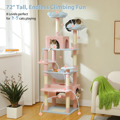 🌟 Cuddle Castle: 184cm Cat Adventure Tower with Cozy Hammocks & Scratching Fun! 🐾🏰