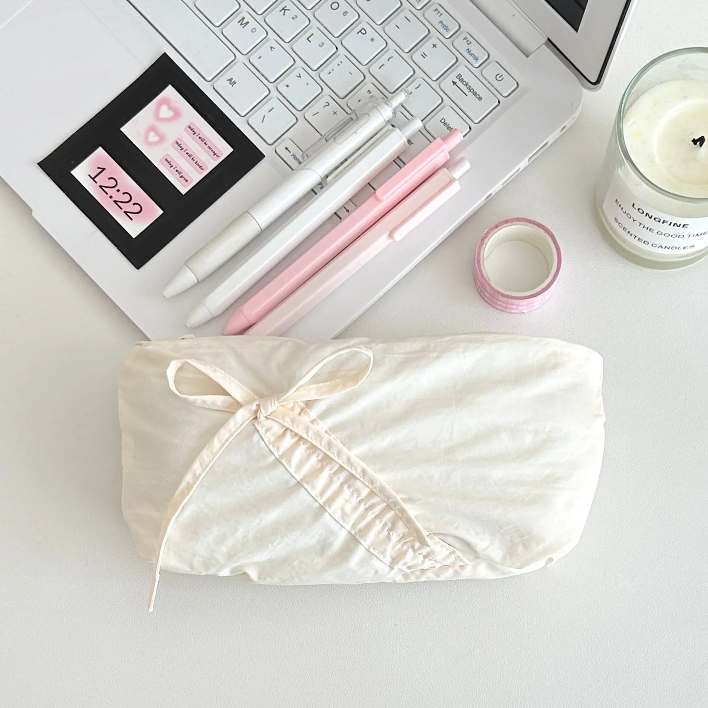 Kawaii Bowknot Pencil Pouch 🎀✨ | Large Capacity Storage Bag for Girls & Office Supplies!