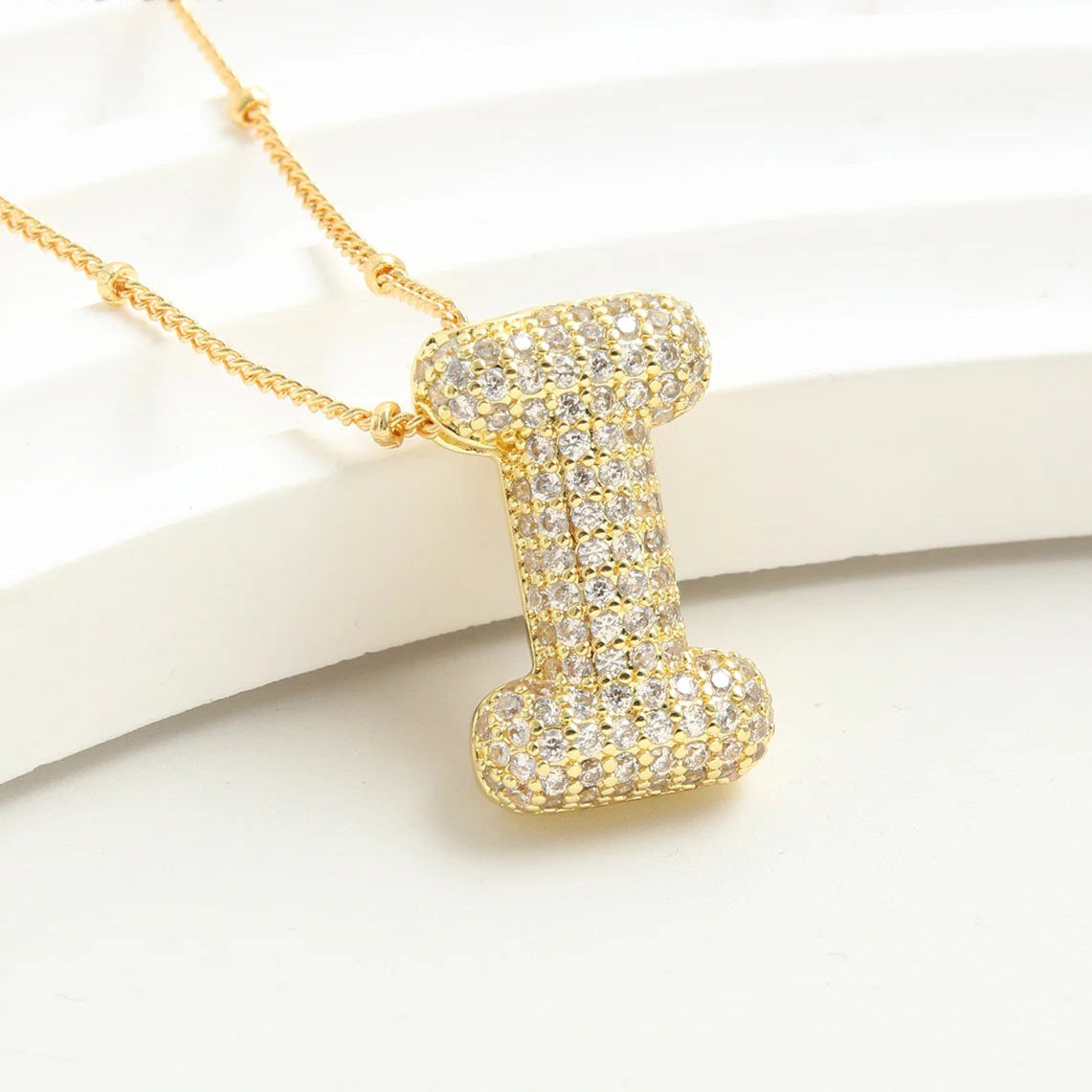 Kawaii Gold Plated Balloon Letter Necklace 🎈✨ | Chunky Initial Pendant Jewelry for Trendy Women 👩‍🎤💖