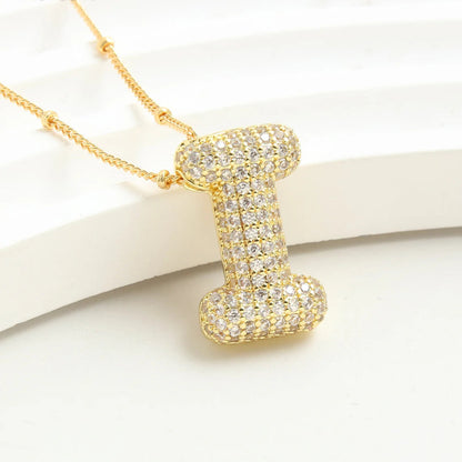 Kawaii Gold Plated Balloon Letter Necklace 🎈✨ | Chunky Initial Pendant Jewelry for Trendy Women 👩‍🎤💖