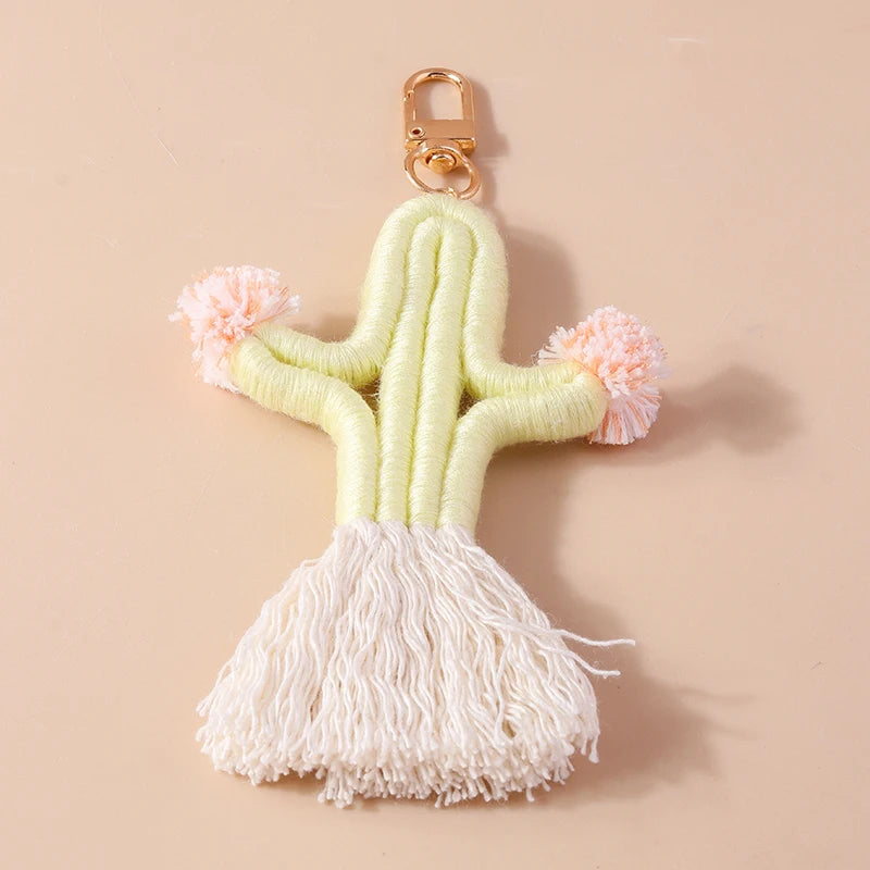 Pastel Rainbow Tassel Hand Knit Keychain For Car Bag Gift 🎀🌈💖