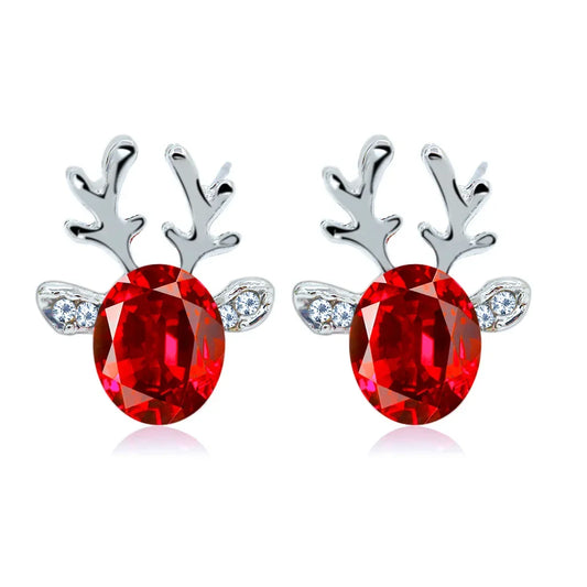 Deer Stud Earrings Cute Antler Charm CZ Crystal Gift For Girls Women 🎀🦌✨