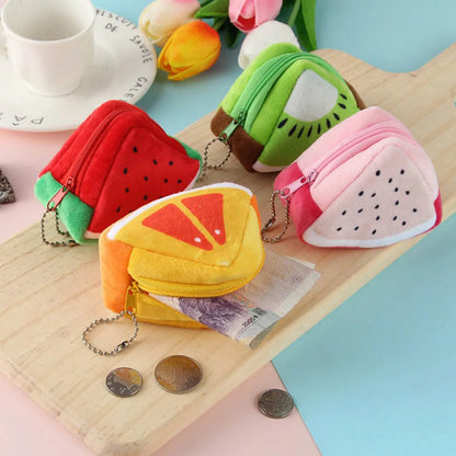 🍉🍊Adorable Fruit Plush Coin Pouch - Mini Wallet for Sweeties! 💖✨