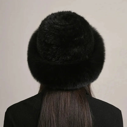 Kawaii Handmade Knitted Mink & Fox Fur Beanie 🎀✨ | Luxury Winter Hat for Stylish Women 🧣❄️