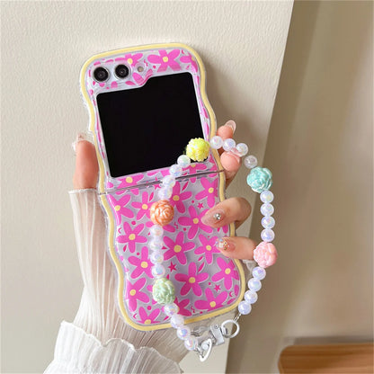 🌸 Whimsical Floral Charm Bracelet Case for Samsung Galaxy Z Flip 6/5/4/3 💖✨