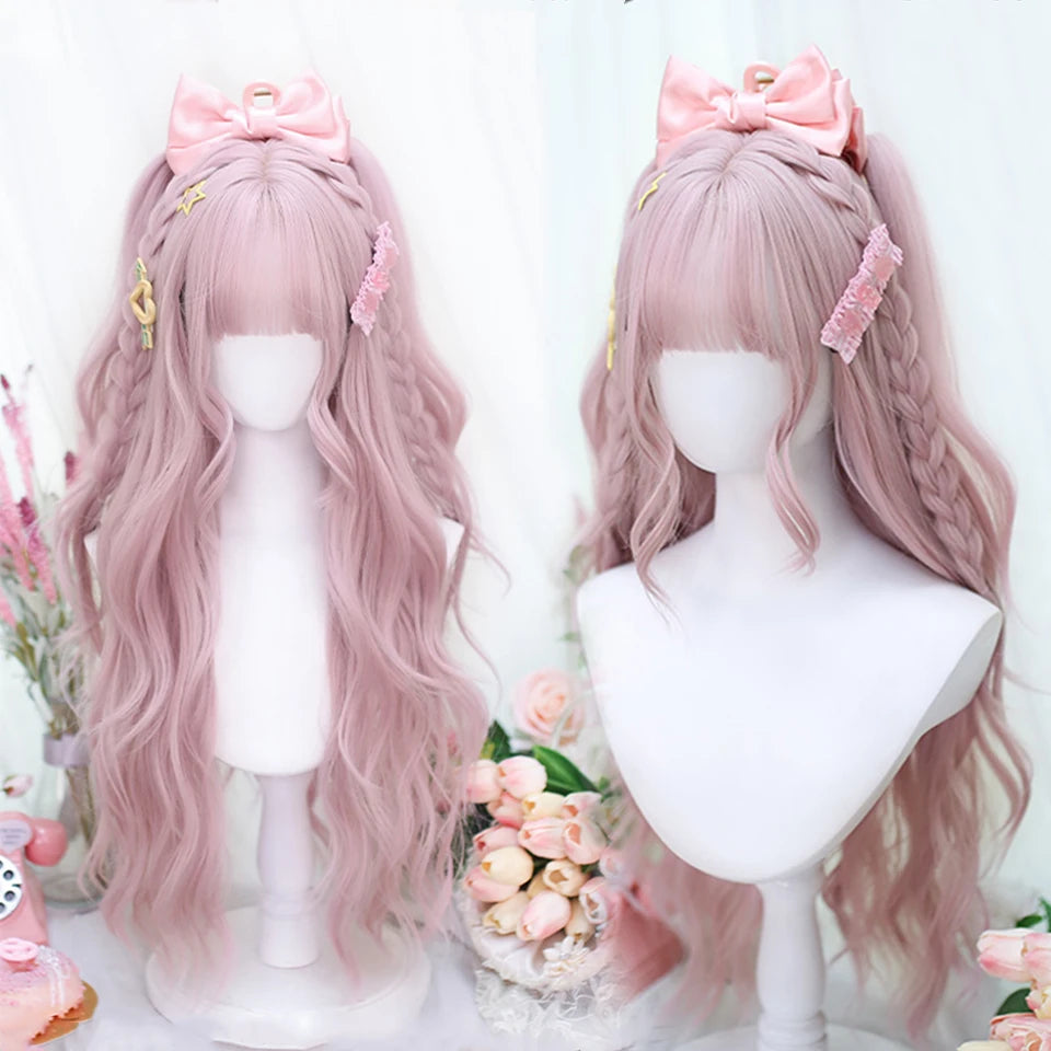 Cute Ombre Blonde & Black Double Ponytail Lolita Wig 🎀✨ - Kawaii Cosplay Hair with Bangs for Harajuku Style! 💖👸