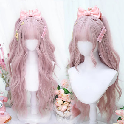 Cute Ombre Blonde & Black Double Ponytail Lolita Wig 🎀✨ - Kawaii Cosplay Hair with Bangs for Harajuku Style! 💖👸