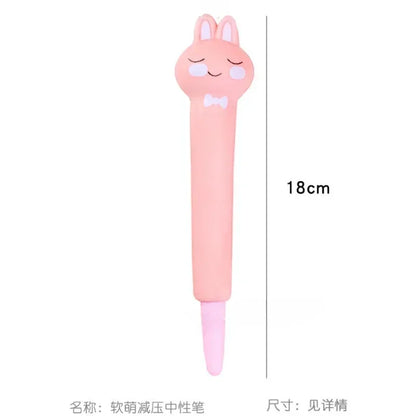 Kawaii 1Pc Adorable Cartoon Fruit Animal Gel Pen 🍓🐻 Soft & Squishy Decompression Stationery for Kids 🎉 0.5mm Fun Writing Tool