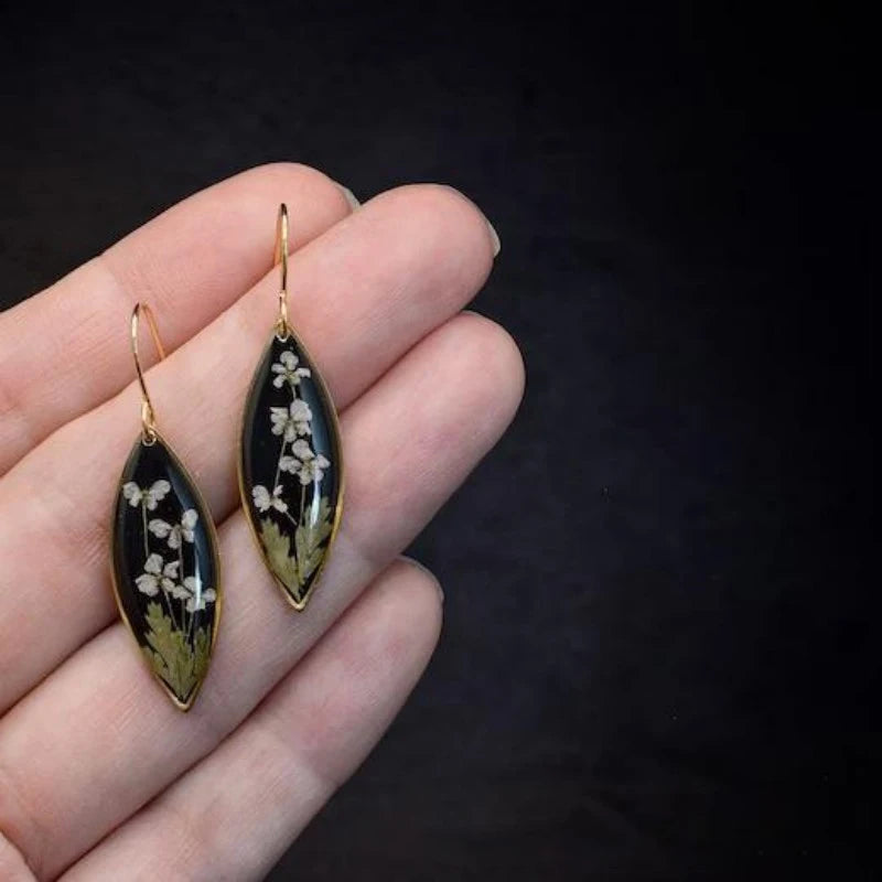 Pastel Pressed Flower Resin Drops Earrings 🌸 Elegant Geometric Jewelry For Women