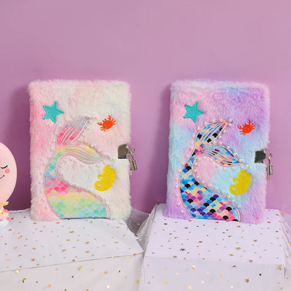 Kawaii Mermaid Tail A5 Notebook & Pen Set 🧜‍♀️✨ - Adorable Lock Diary for Girls! 💖📚