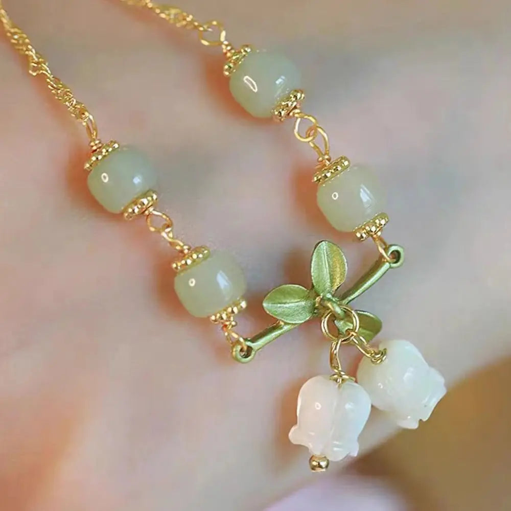 🌸 Charming Orchid & Cherry Beaded Bracelet 🌟 Kawaii Hand Ring for Girls 💖 Trendy Jewelry Accessory