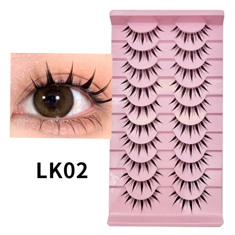 Adorable Manga Style False Eyelashes 10 Pairs Natural Full Strip Lashes For Anime Look Makeup ✨🐰🎀🌸