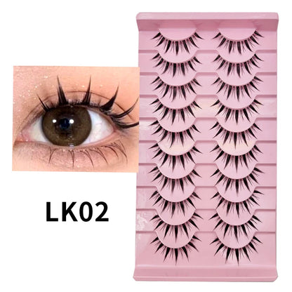 Adorable Manga Style False Eyelashes 10 Pairs Natural Full Strip Lashes For Anime Look Makeup ✨🐰🎀🌸