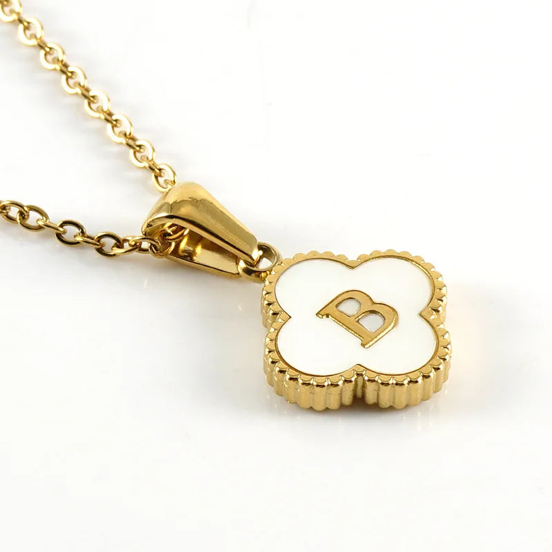 Charming Kawaii Stainless Steel Initial Necklace for Her 🌸✨ | Cute White Chain Jewelry - Perfect Valentine’s Day Gift! 💖