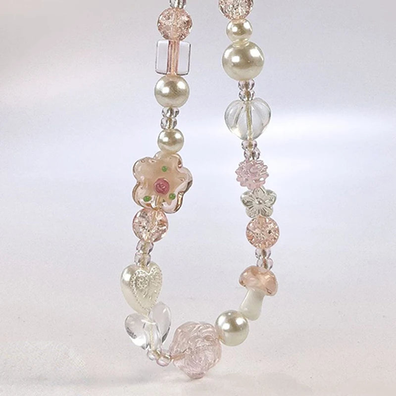 Whimsical Glass Bowknot Flower Phone Strap Lanyard Charm 🌸💖 For AirPods Case