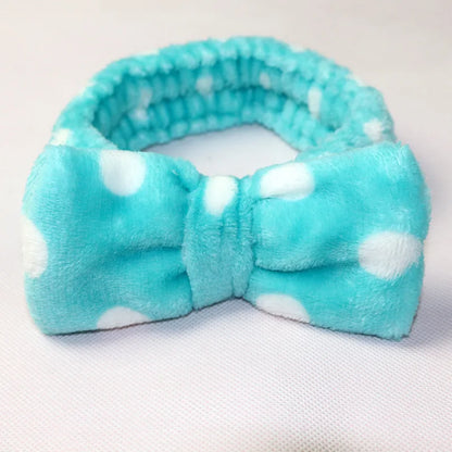 Women Wash Face Makeup Soft Coral Fleece Elastic Headband Head Wrap Cute Rabbit Bow Animal Ears Hairband Girl Hair Accessories