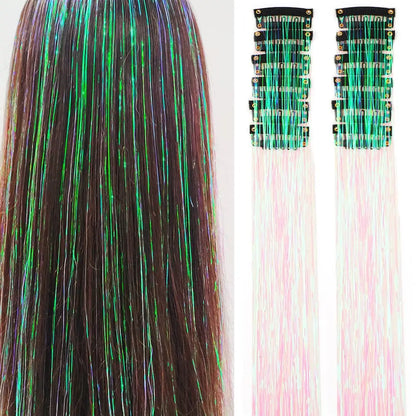 12 Pcs Clip In Hair Tinsel Pack Glitter Fairy Extensions For Women And Kids ✨