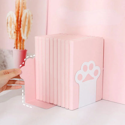 Kawaii Cat Paw Bookends 🐾 | 2pcs Anti-Skid Cute Book Organizer for Desktop 📚 | Adorable Korean Stationery Supplies 🌟