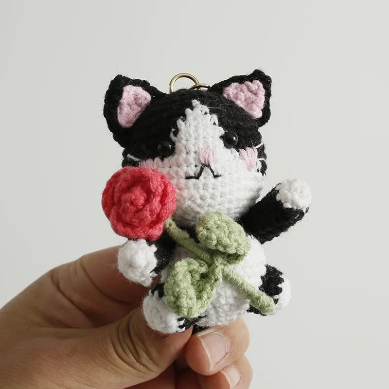 Handmade Kitten Crochet Keychain For Backpack Cute Cat Doll Pendant 🧶🐾