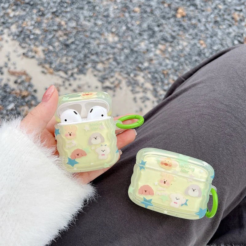 🎀 Adorable Korea Cartoon Stars Wave Case for AirPods Pro 2nd & 3 🎧✨ Cute Fashion Cover for Trendy Girls! 🌟 - Pixie Quill