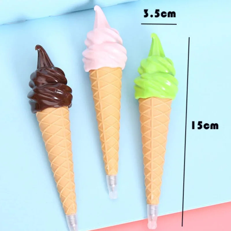 Kawaii Ice Cream Cone Ballpoint Pen 🍦✨ | Cute & Fun Office/School Stationery 🎉 | 0.5mm Black Ink