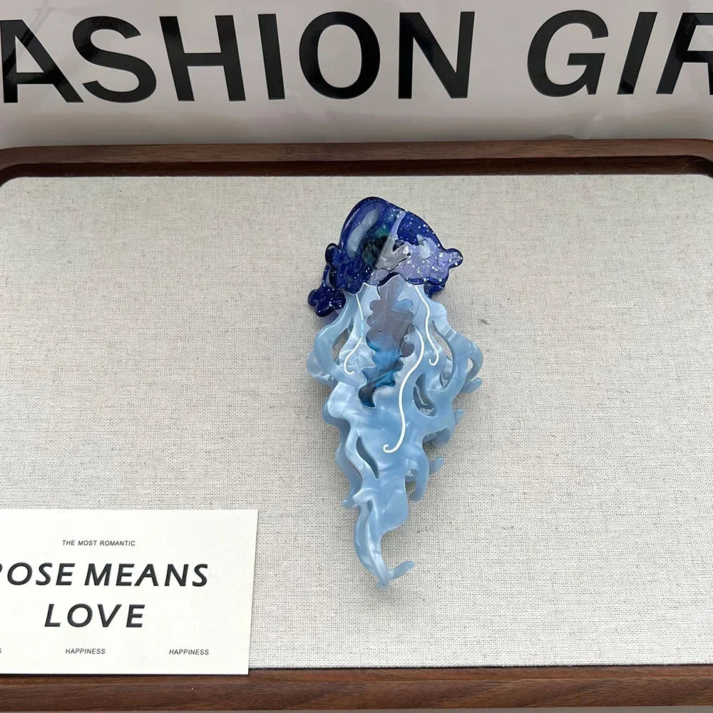 Ocean Friends Hair Claw Clip Acetate Dolphin Seahorse Jellyfish Clip For Women 🐬